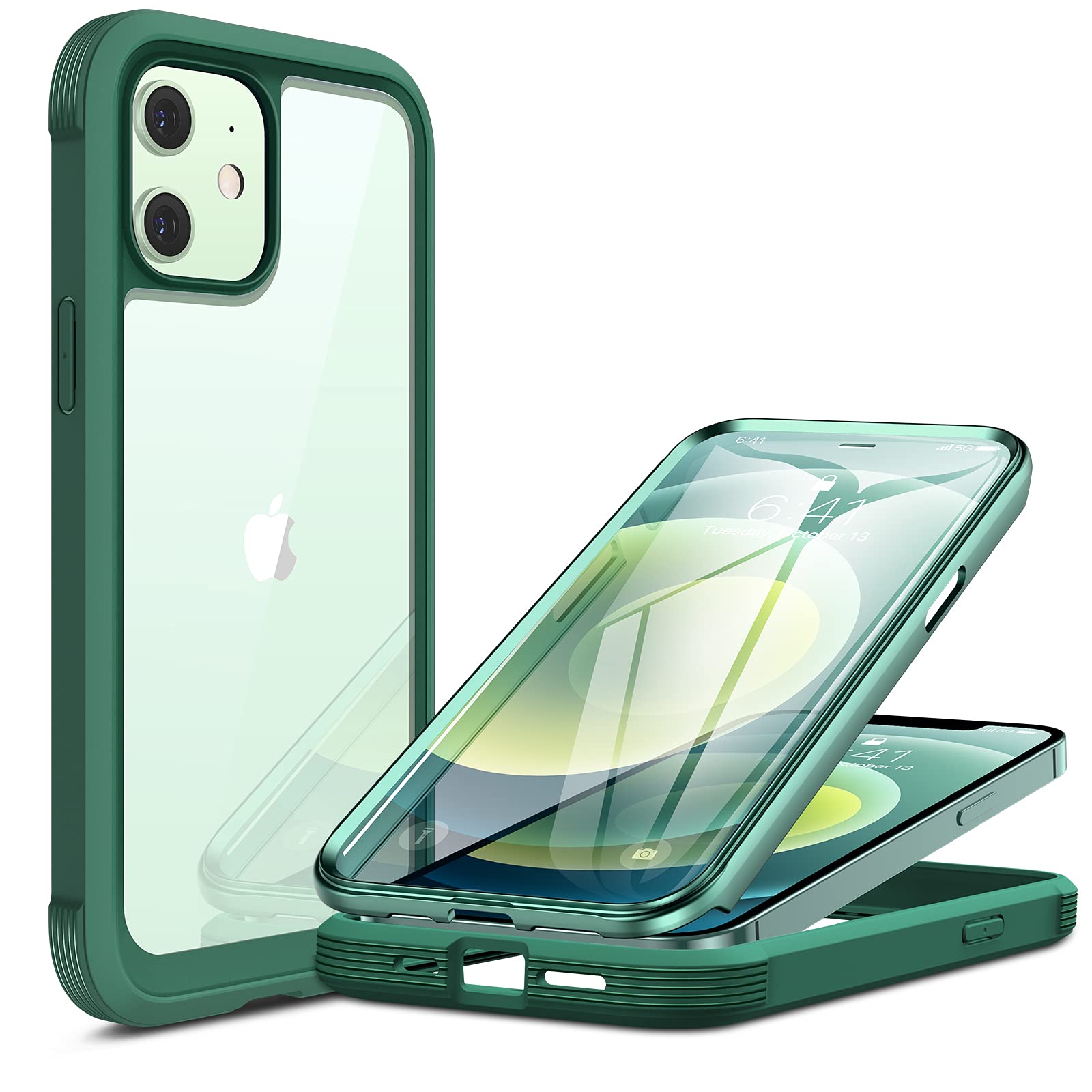 Miracase 360-Grad-Schutzhuelle iPhone 12 12 Pro Displayschutzfolie Glas  Gruen Rundumschutz – widim.de