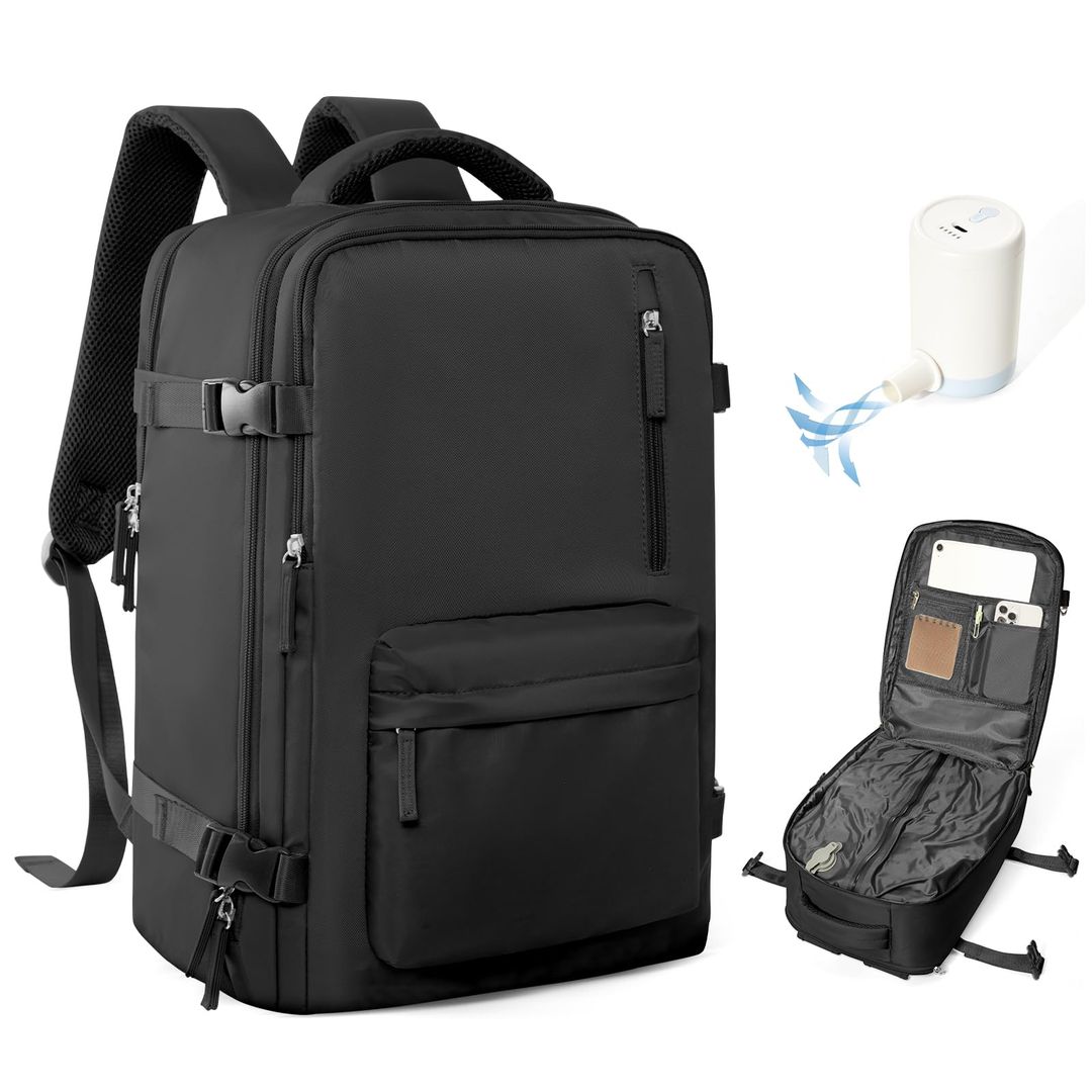 Reiserucksack Vakuumkompression Schwarz 40x30x20 Handgepaeck platzsparend –  widim.de