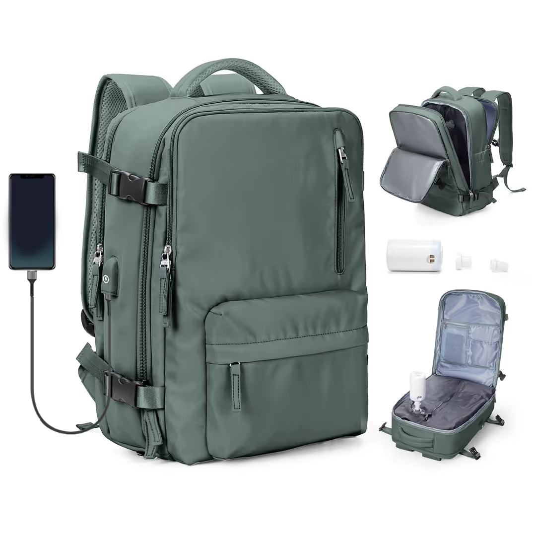 Vakuum-Rucksack Handgepaeck 40x30x20 cm Ryanair Wizzair schwarz mit Pumpe –  widim.de