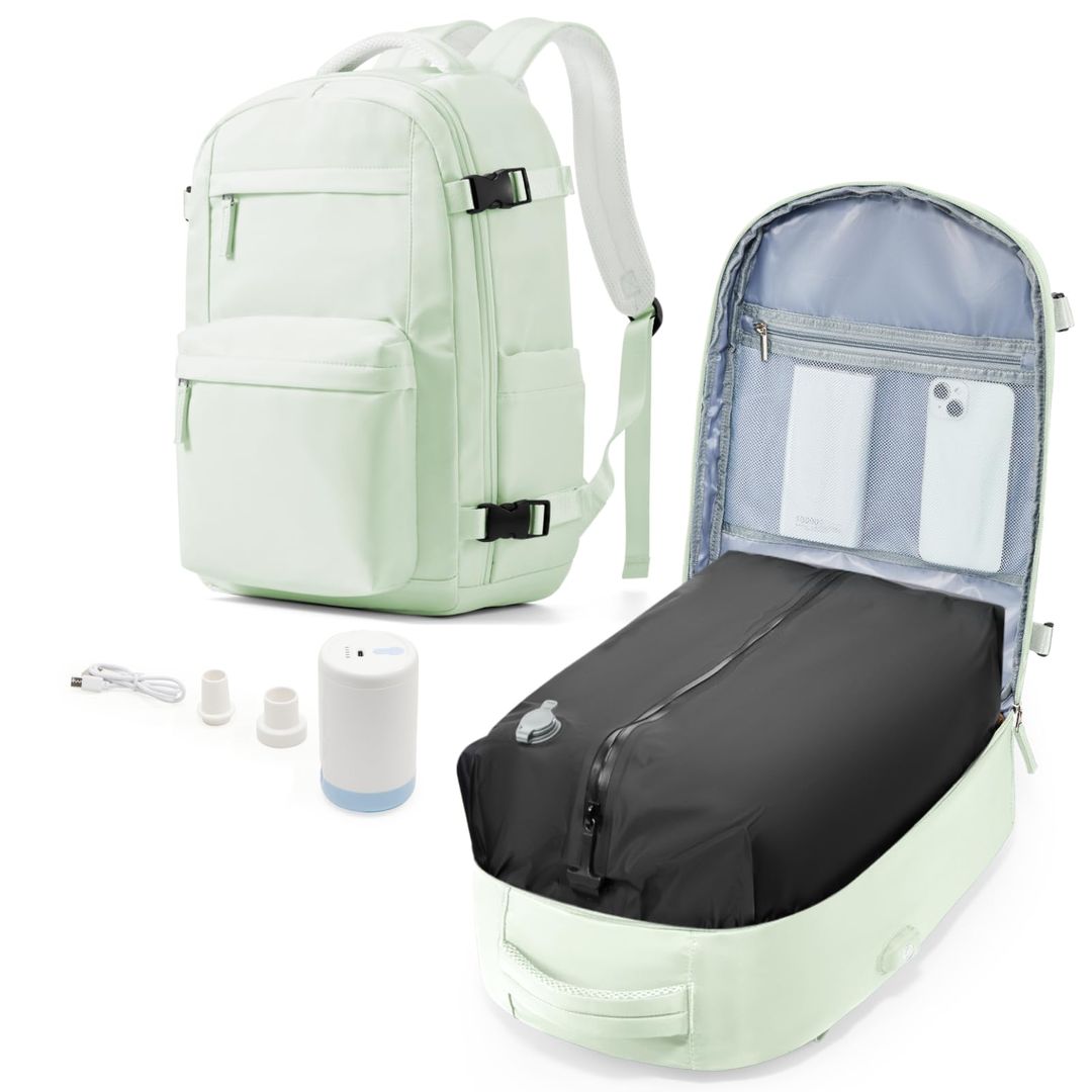 vakuum reiserucksack Vakuum Rucksack mit Pumpe Minzgruen 40x20x25 Reise Handgepaeck platzsparend – widim.de