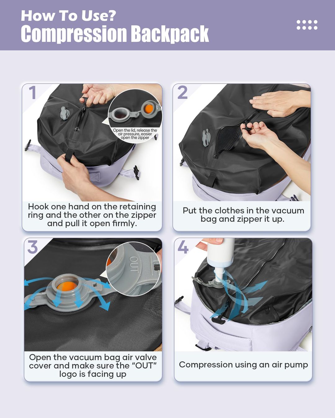 Vakuum Rucksack mit Pumpe