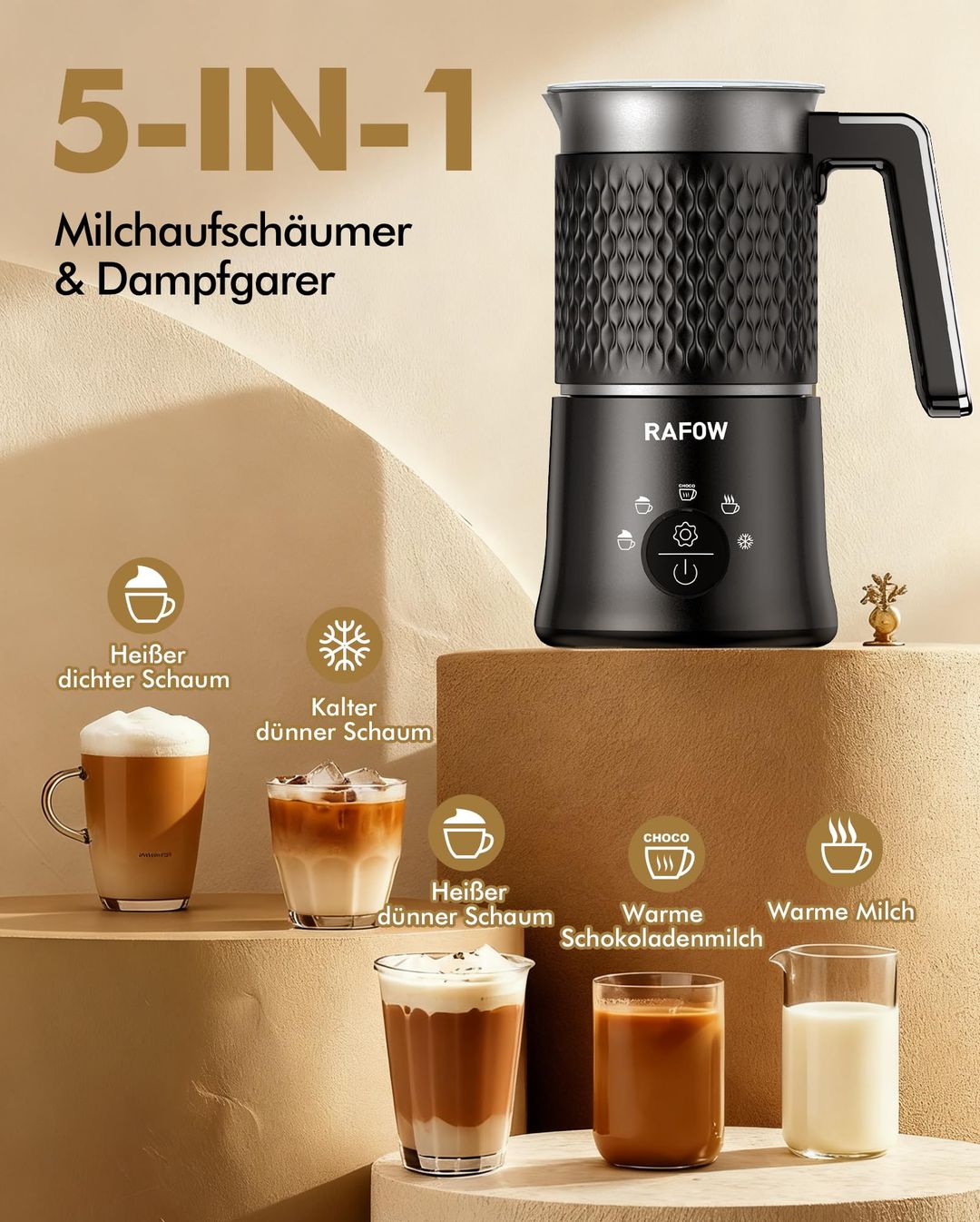 Elektrischer Milchaufschäumer 5-in-1