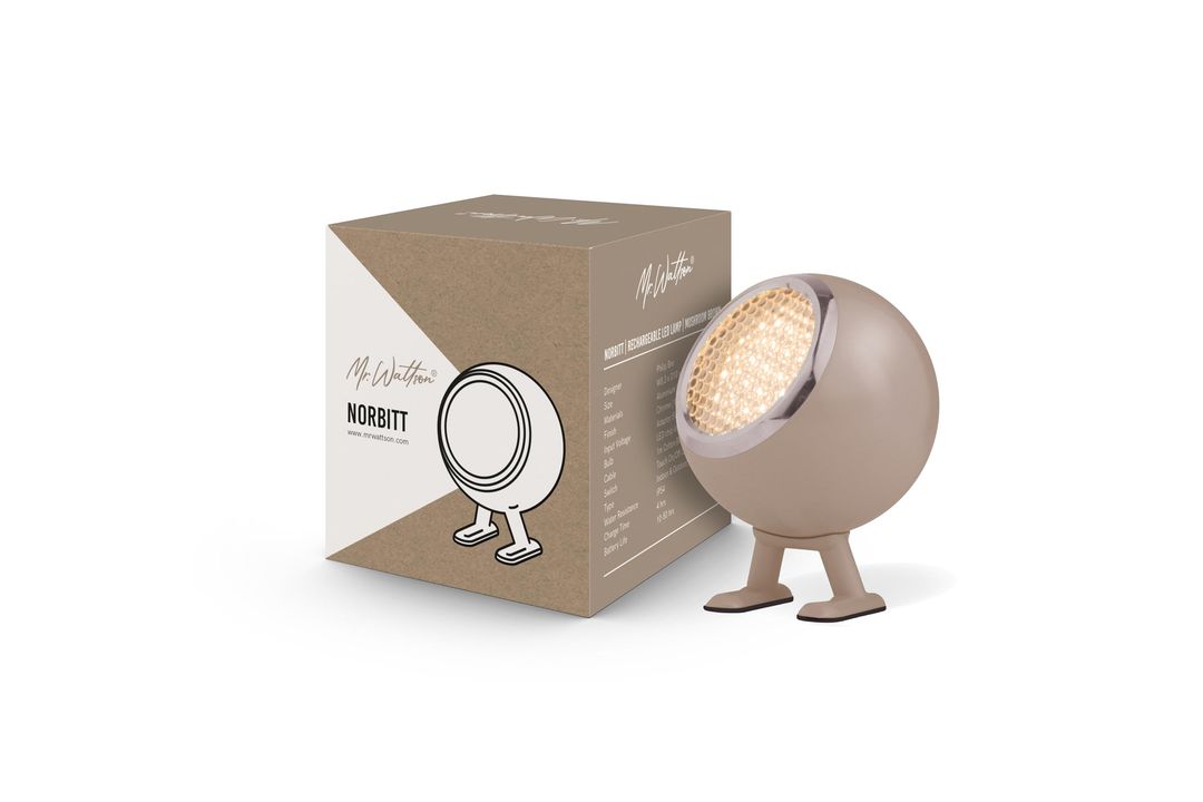 NORBITT 3.0 kabellose LED-Tischlampe in Pilzform, Braun