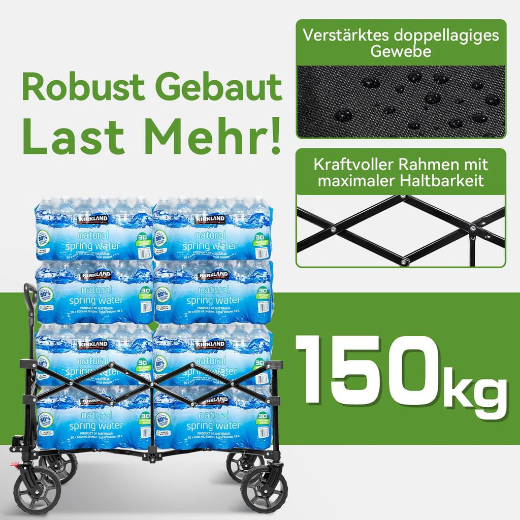 HIKENTURE Bollerwagen – Faltwagen, 150 kg Tragfähigkeit, Für Strand und Camping, Gruen