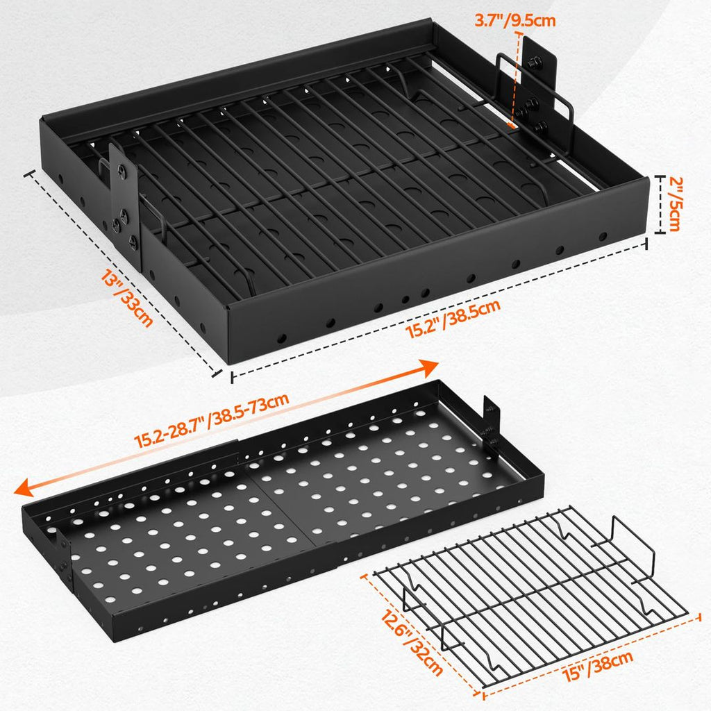 Verstellbares Kohleblech für Grills – 38,5–73 cm, Universal, Edelstahl