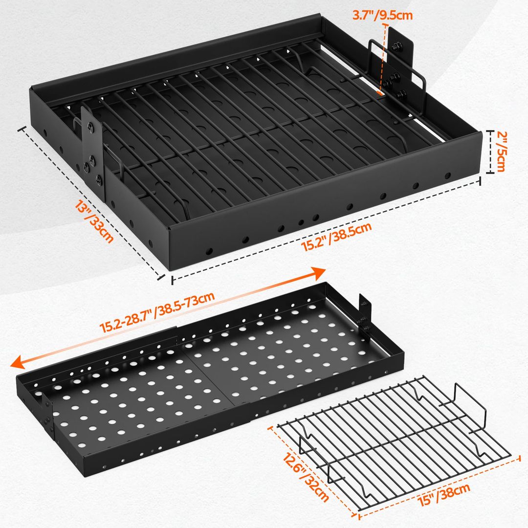 Verstellbares Kohleblech für Grills – 38,5–73 cm, Universal, Edelstahl