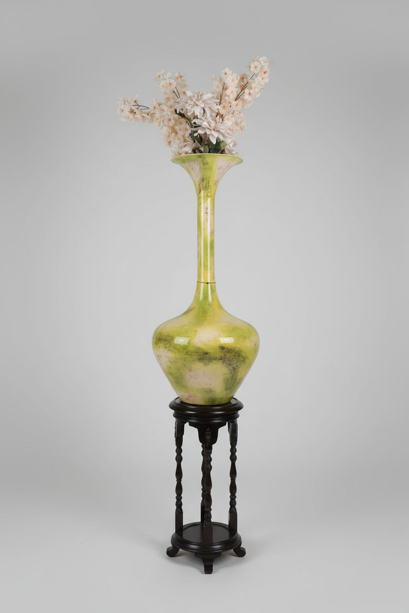 Große Aluminiumvase in Grün und Rosa, 90 cm hoch