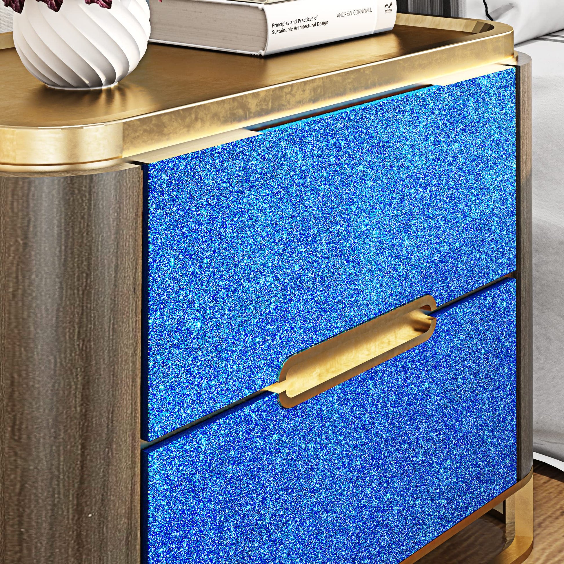 FunStick Glitzerfolie selbstklebend Dunkelblau – Vinyl Klebefolie 40 cm x 6 m