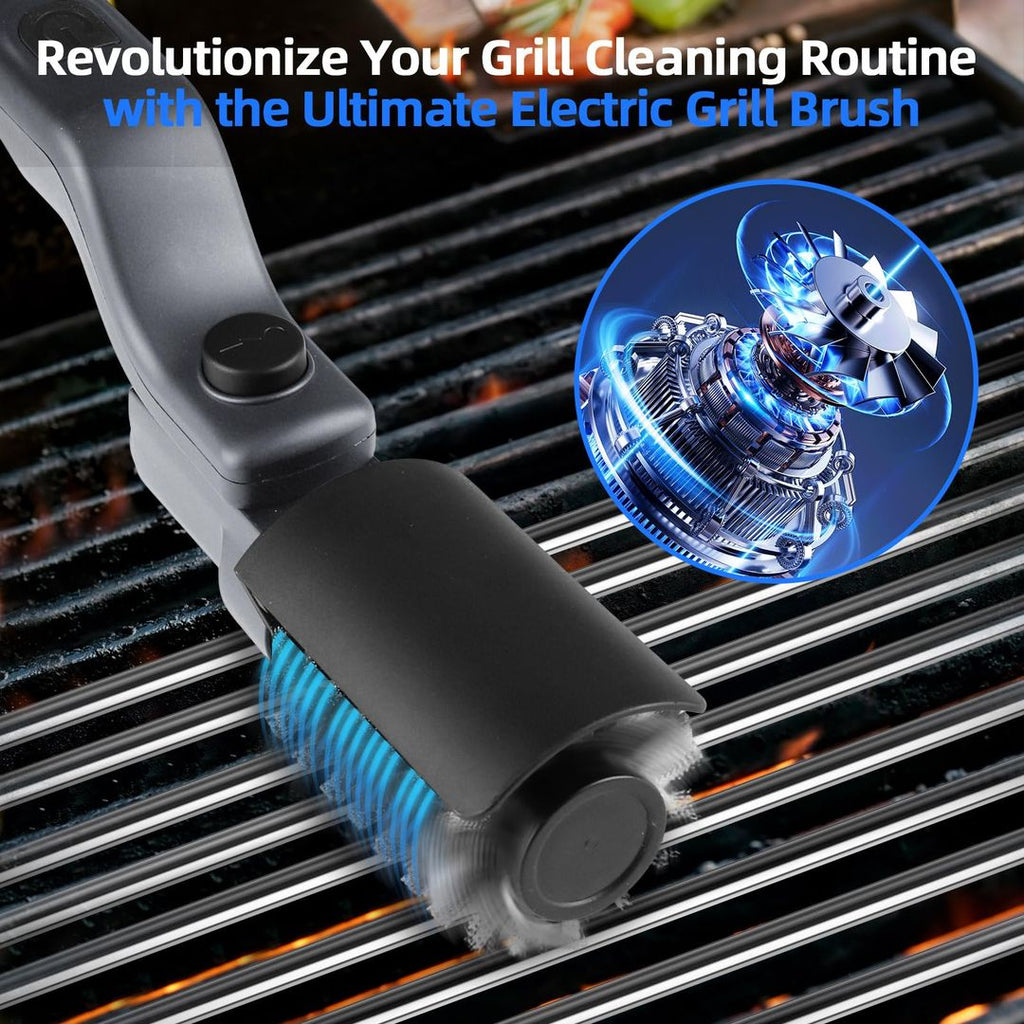 Elektrische Grillbürste Batteriebetrieben – Verstellbarer Winkel, 90min, Wasserdicht, Grau