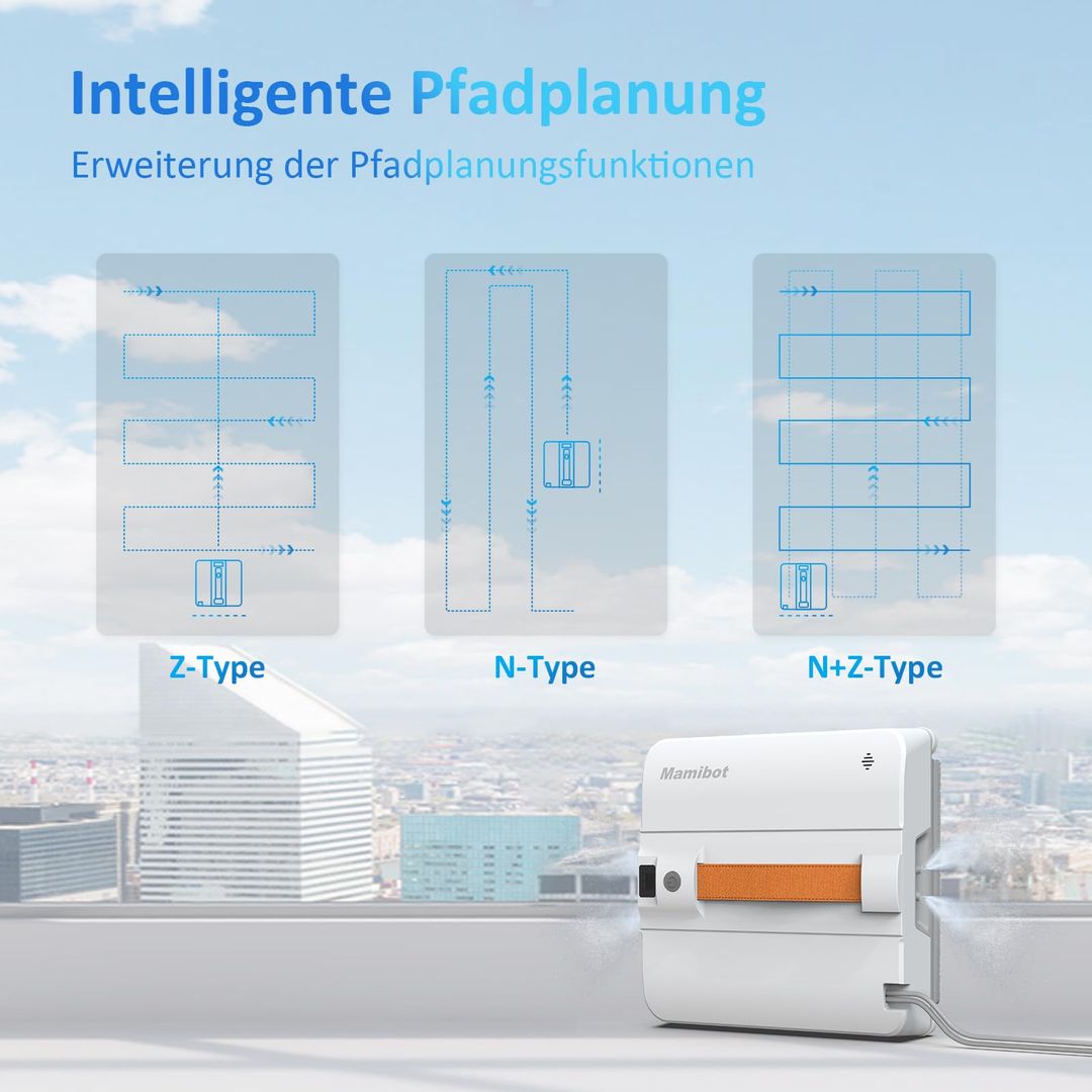 Mamibot W120-DP Fensterreinigungsroboter mit Sprühfunktion – Weiß/Grau