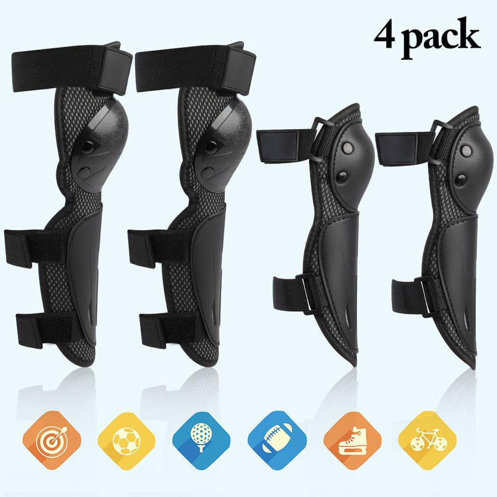 JUSTDOLIFE Kinder-Motorradschutz SET - 4/6/8/10/12/14 Jahre (Schwarz)