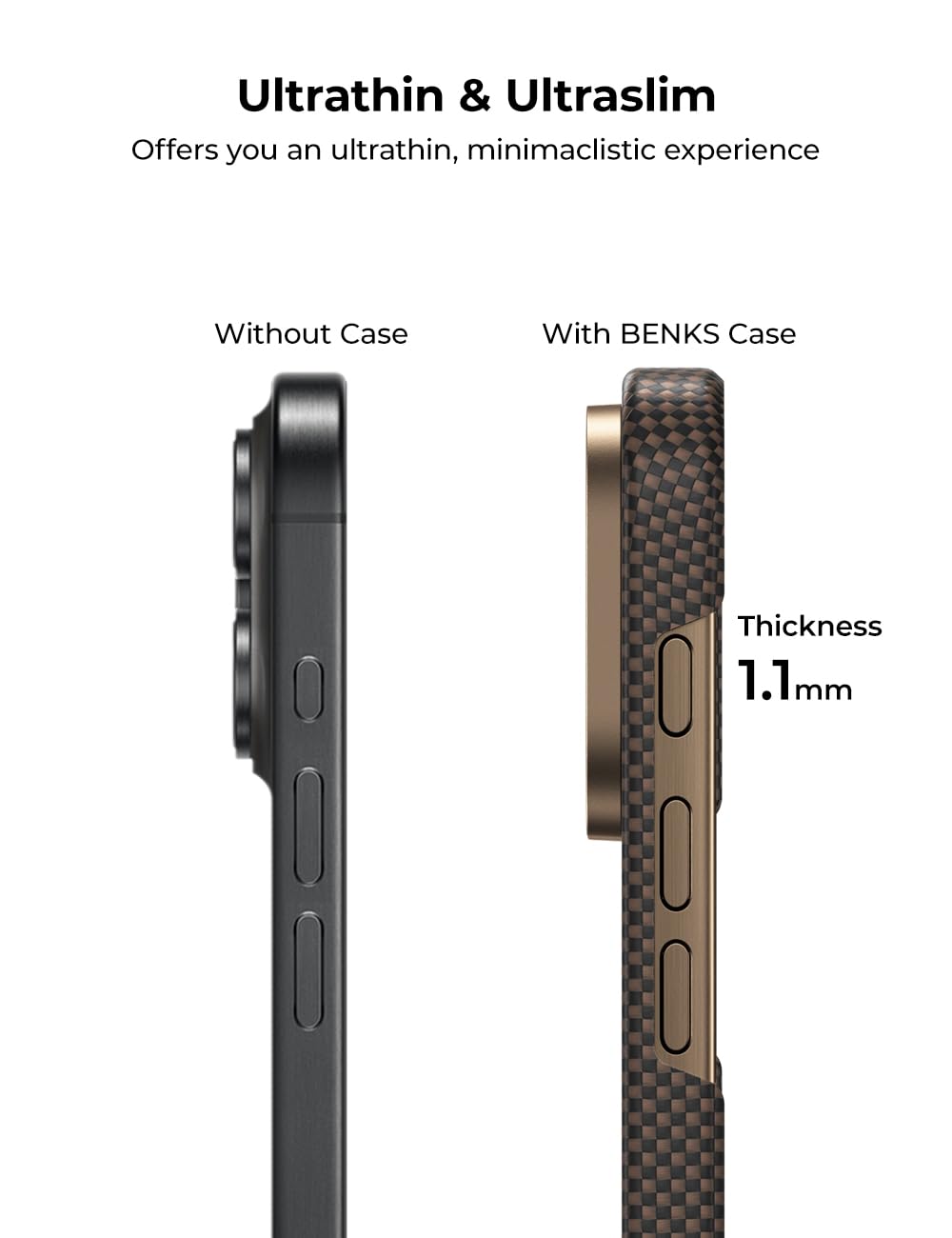 BENKS ArmorTint C3S Hülle – iPhone 16 Pro Max, Aramidfaser, MagSafe, Goldener Morgen