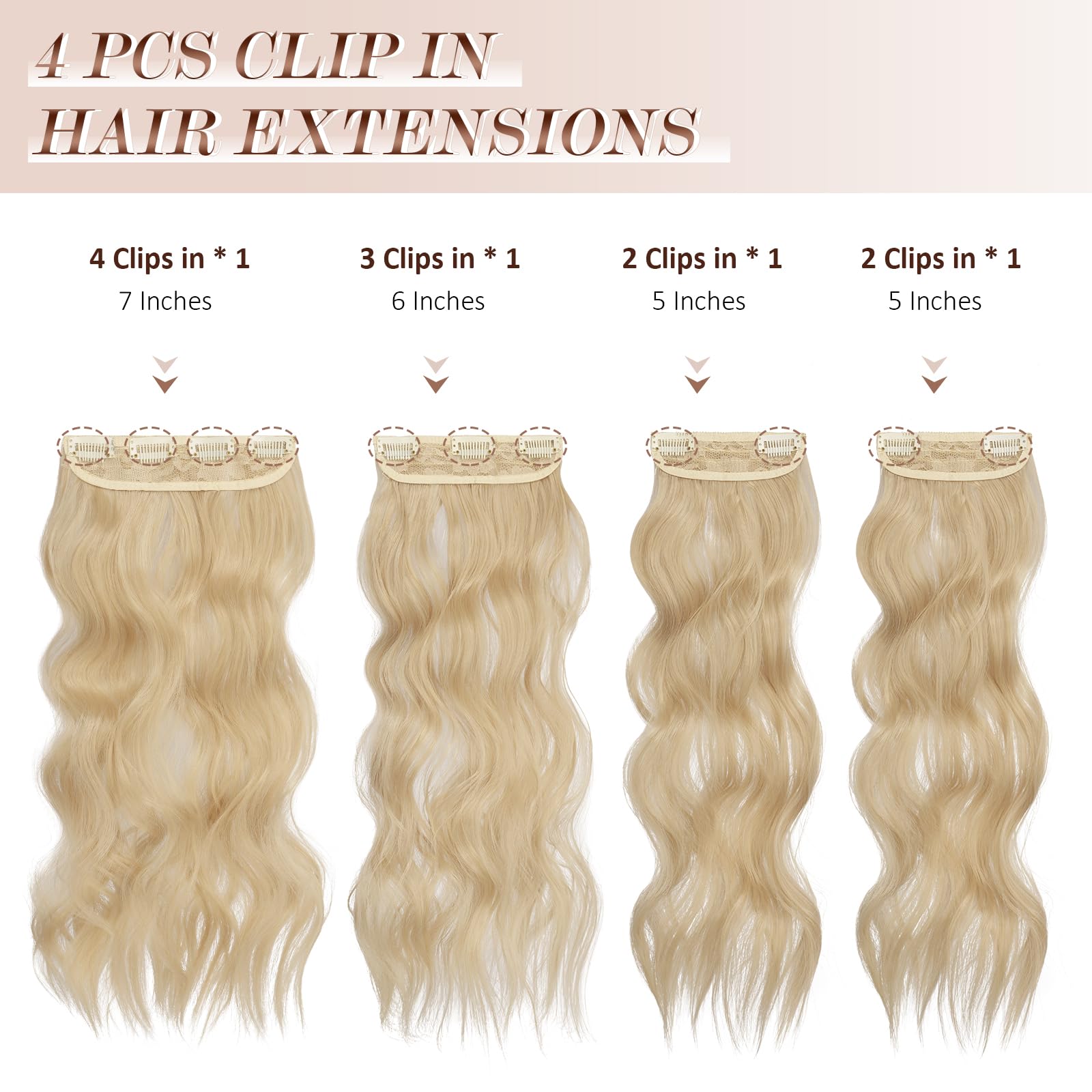 Clip-in wellige Haarverlängerungen  50 cm