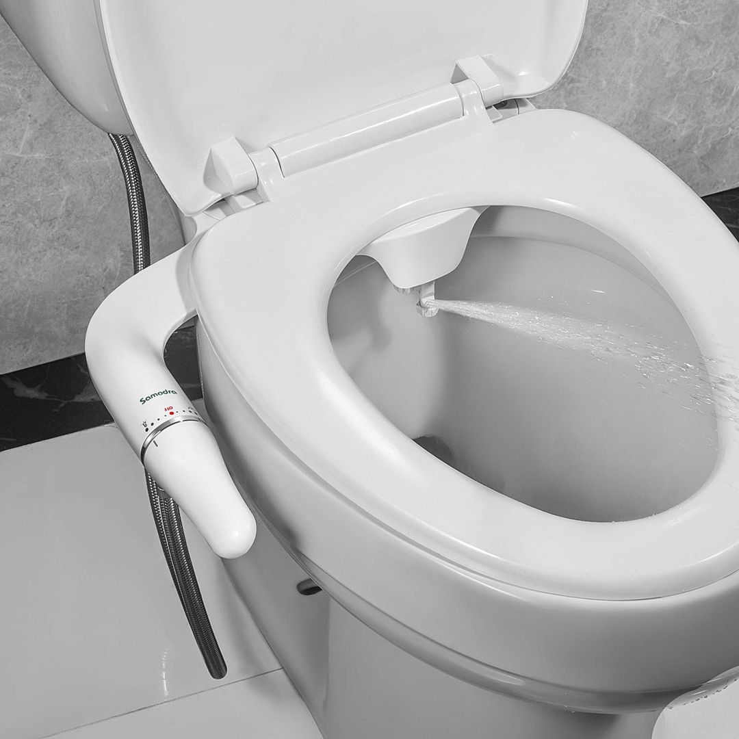 Bidetaufsatz Ultraschlank – Nicht Elektrisch, Doppeldüsen, Po-Dusche, Weiß
