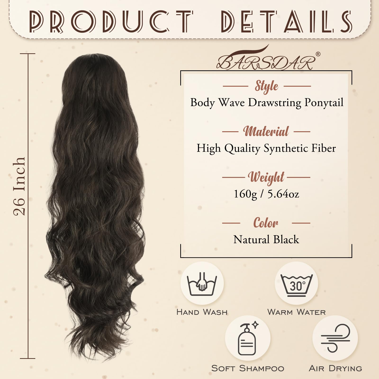 Lockige Pferdeschwanz  Haarteil -65cm