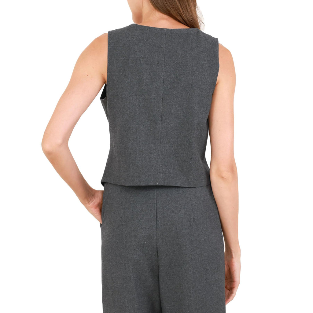 Damen-Wollweste mit V-Ausschnitt und Knöpfen, Slim Fit
