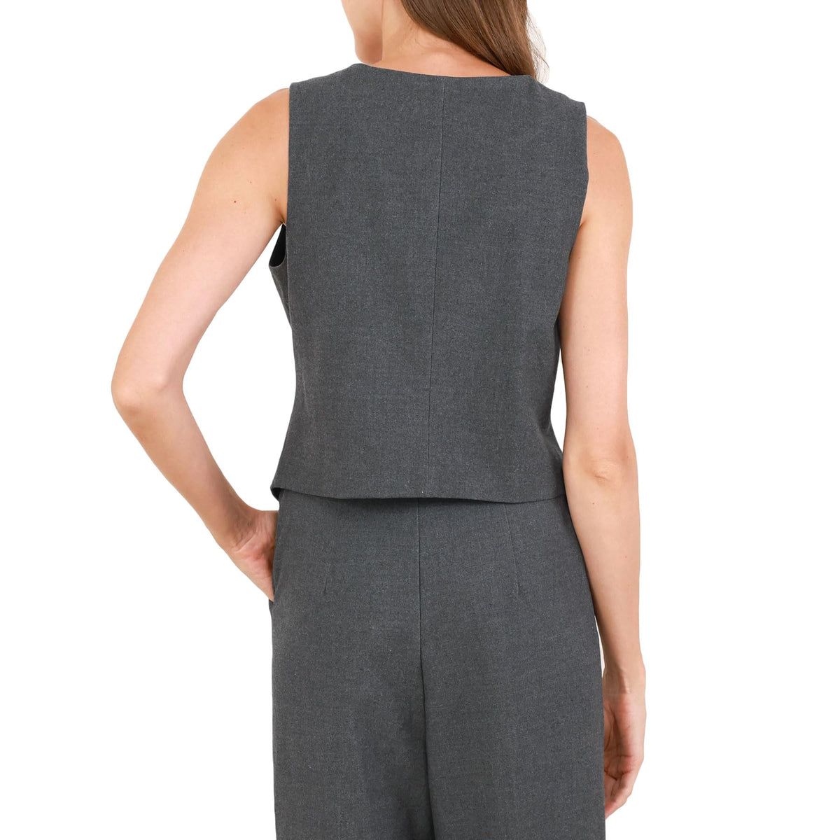 Damen-Wollweste mit V-Ausschnitt und Knöpfen, Slim Fit