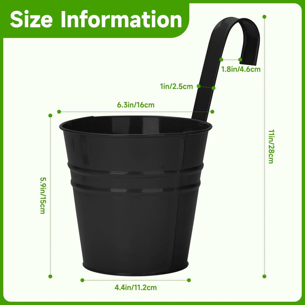 Hängende Metall-Blumentöpfe 10er-Pack – 16cm, Schwarz