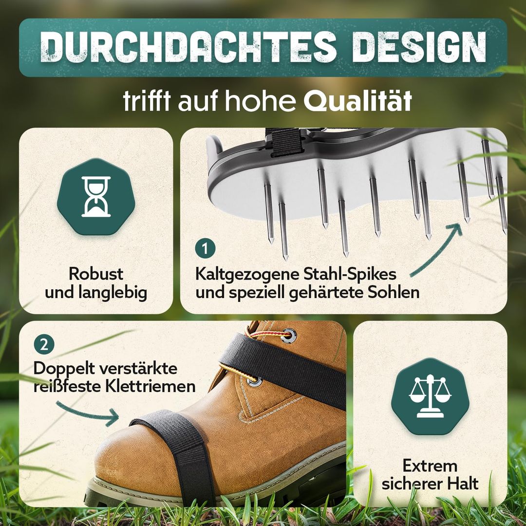 Rasenbelüftungsschuhe mit Federmechanik, vormontiert