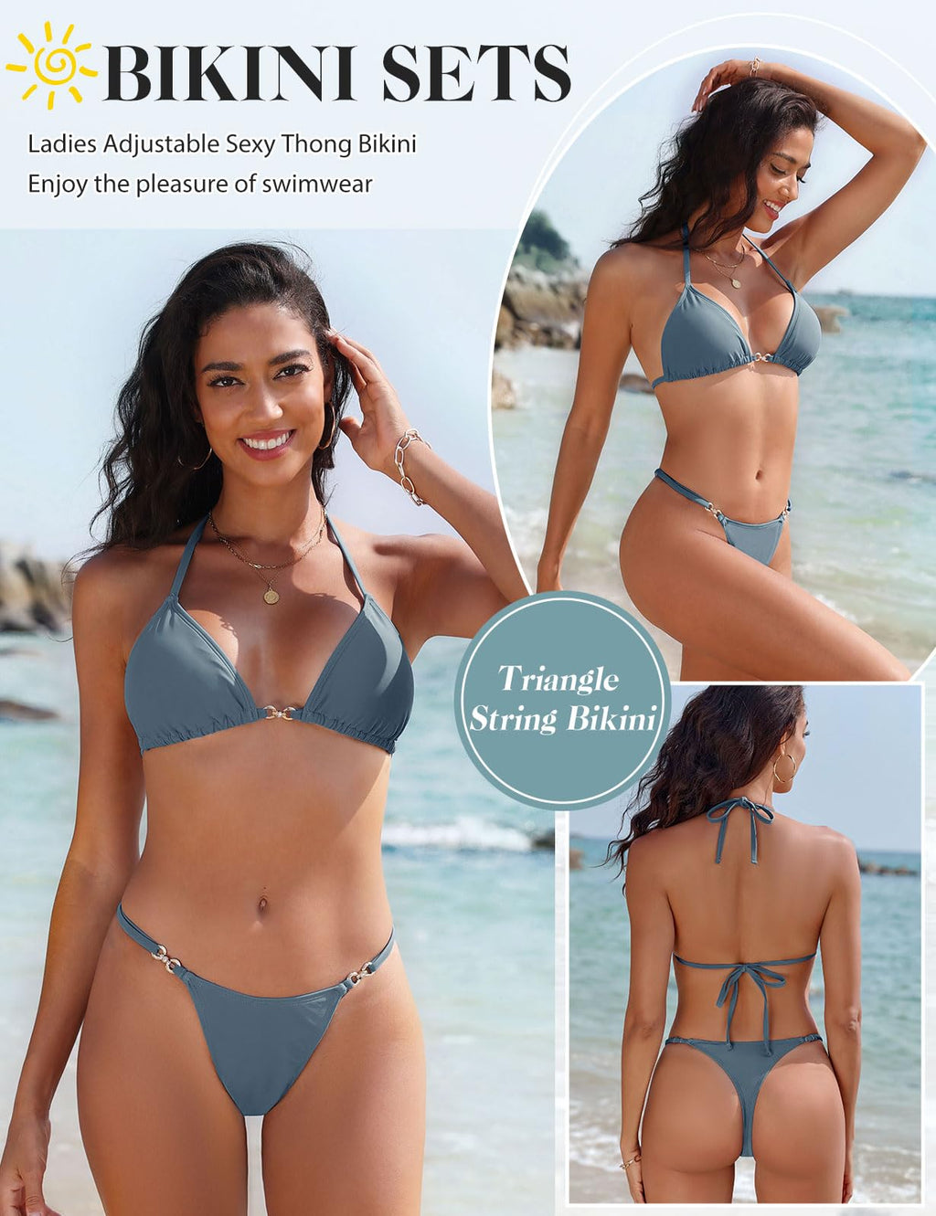 CMTOP Bikini Damen-Set Klassischer Triangel-Bikini Zweiteiliger Badeanzug