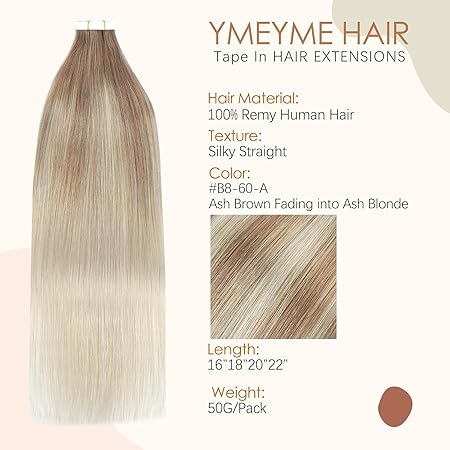 YMEYME Tape in Haarverlängerungen Echthaar, 40cm