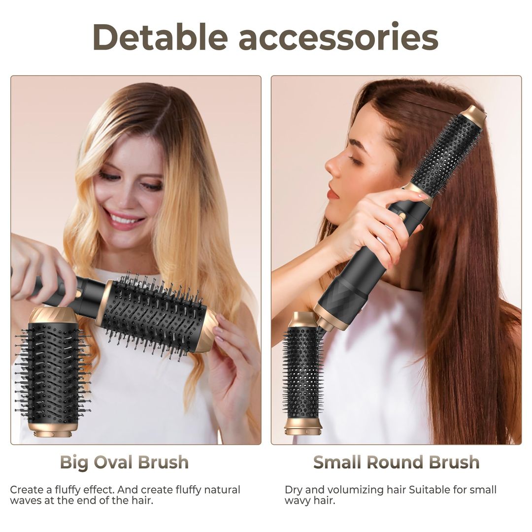 6-in-1 Heißluftbürste Haarstyler 1000W Ionic – Lockenbürste, Föhn & Glätter in einem