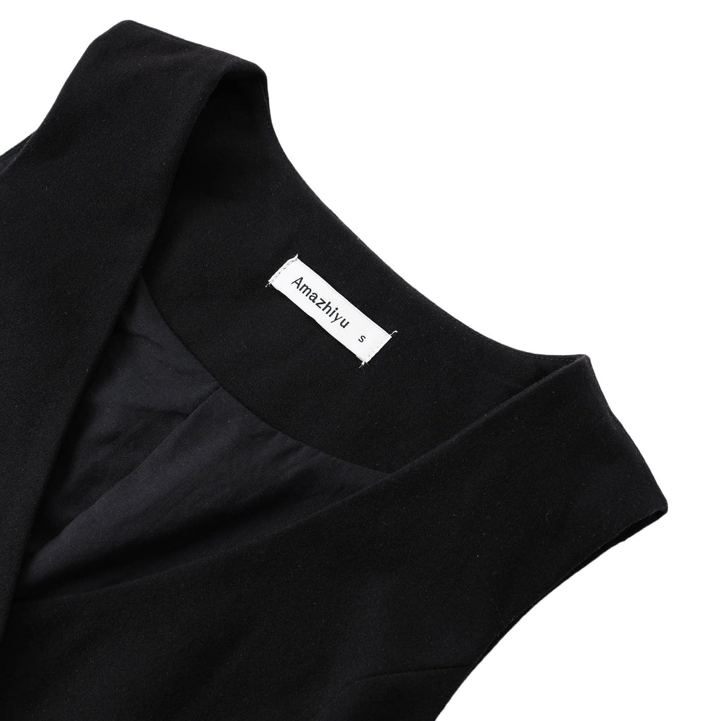 Damen-Wollweste mit V-Ausschnitt und Knöpfen, Slim Fit
