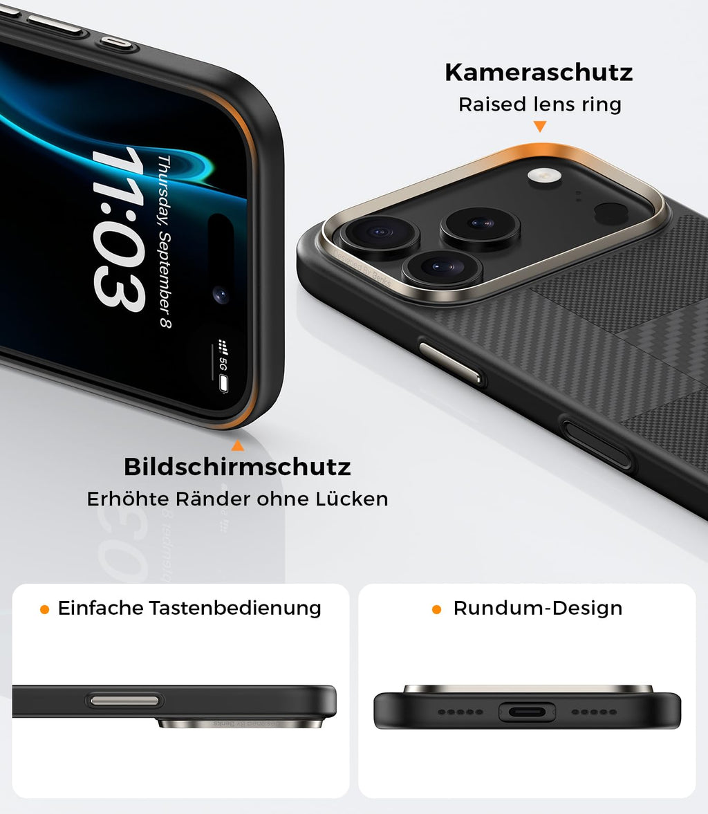 BENKS iPhone 17 Pro Hülle – MagSafe, Militärqualität, Stossfest, Kamerasteuerung, Schwarz