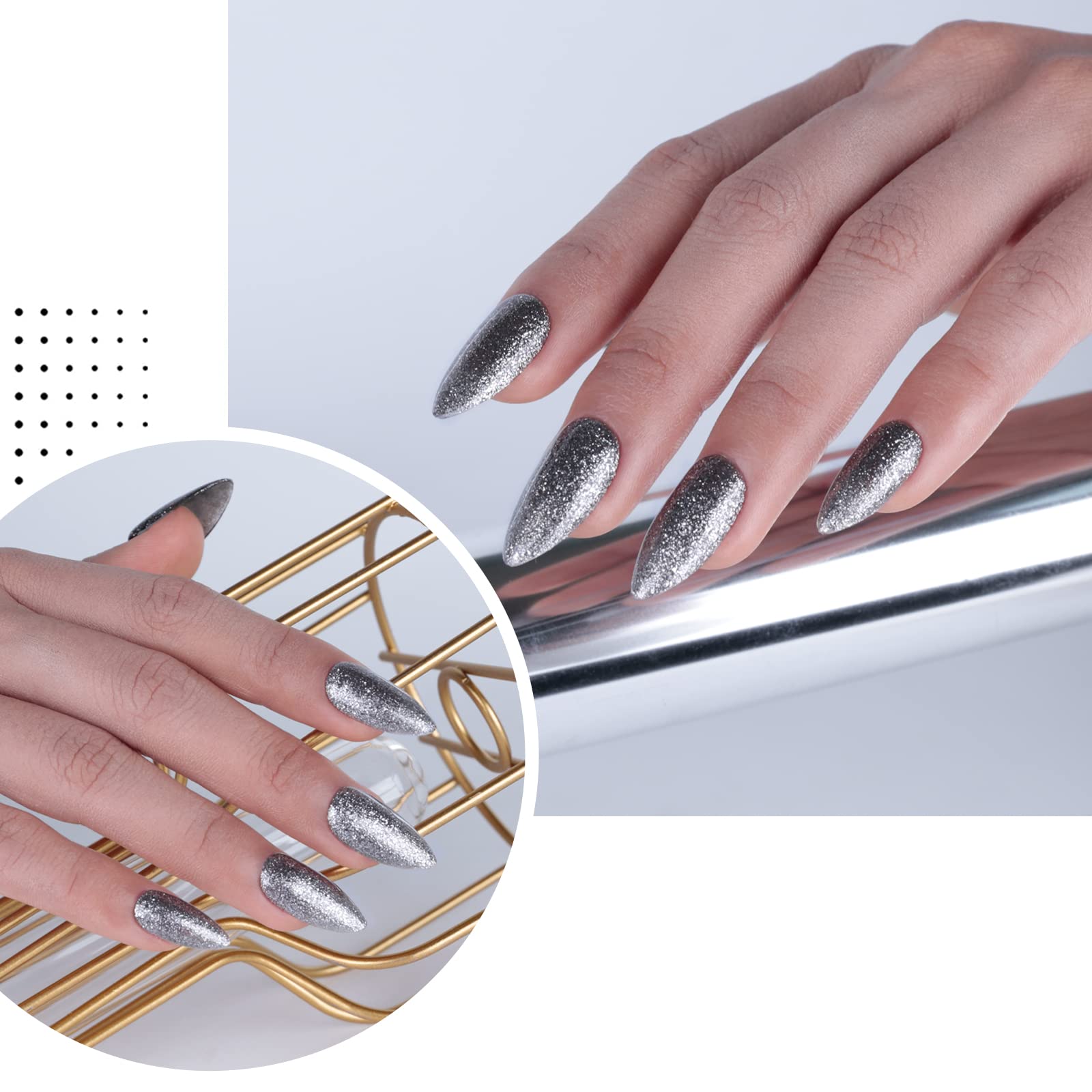 Gel-Nagellack, IMTITI 1 PCS 15 ml Platin-Schwarz Glitter