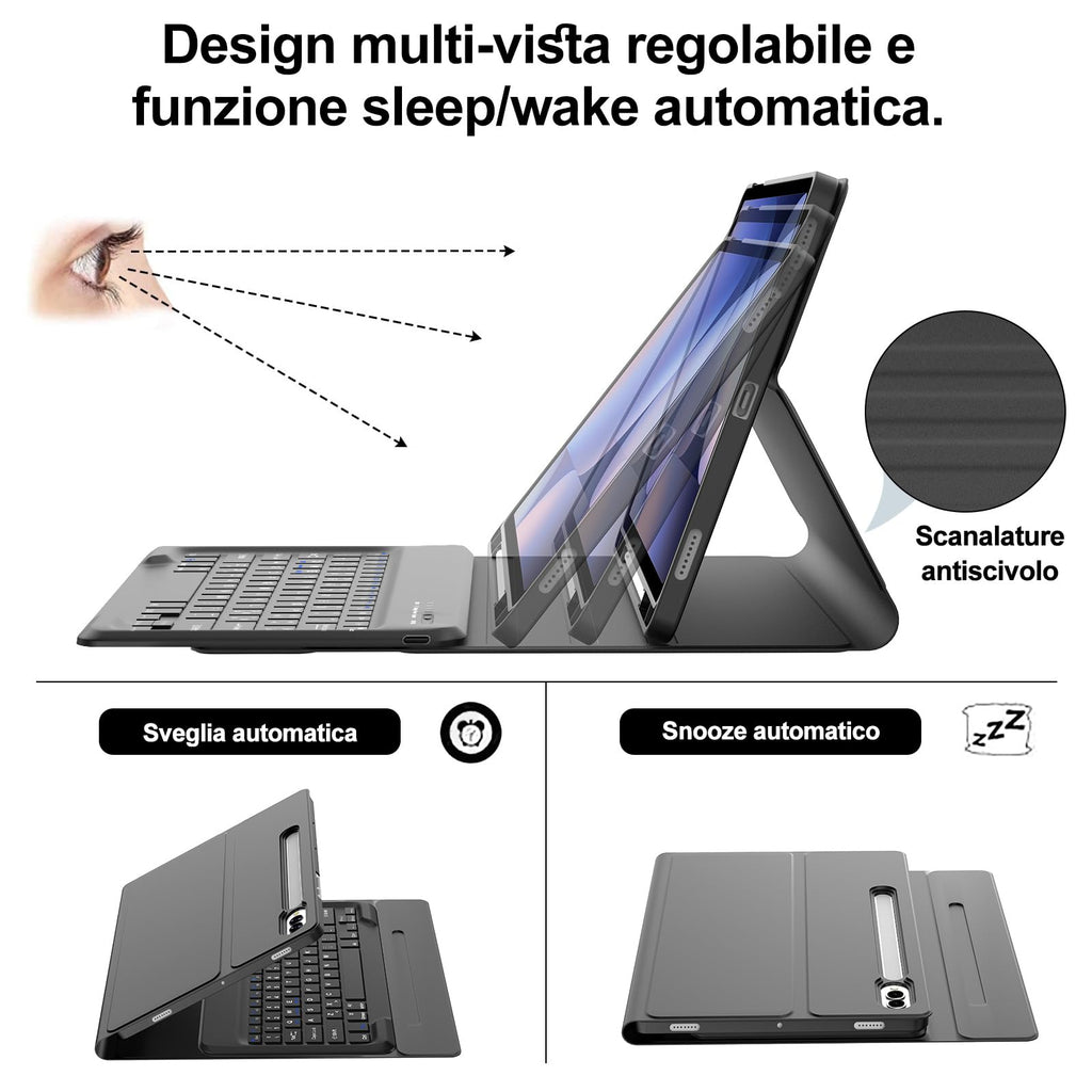 Bluetooth-Tastaturcover für Samsung Galaxy Tab S10 Plus/S9 FE Plus/S9 Plus