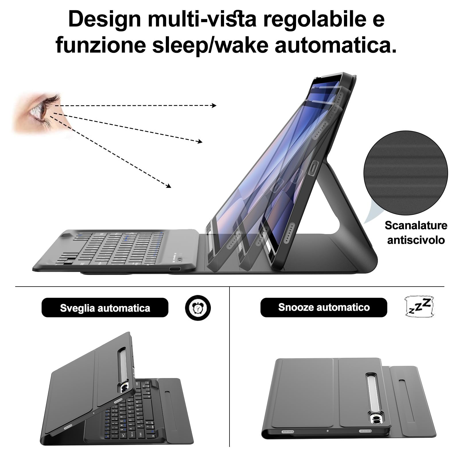 Bluetooth-Tastaturcover für Samsung Galaxy Tab S10 Plus/S9 FE Plus/S9 Plus