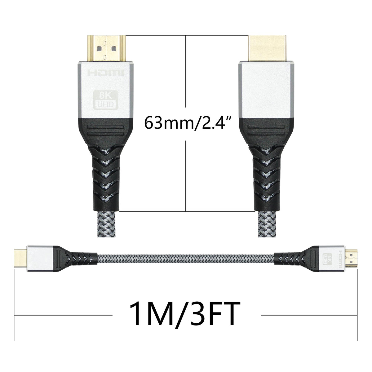 HDMI-2.1-Kabel, 1 m, 8K bei 60 Hz und 4K bei 144 Hz