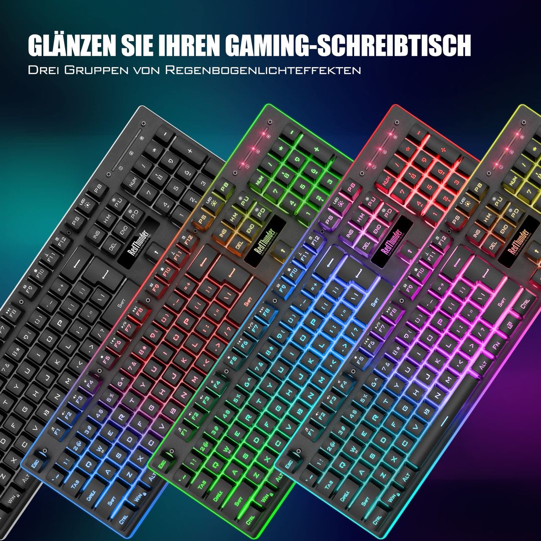Red Thunder K10 Kabelloses Gaming Tastatur und Maus Set