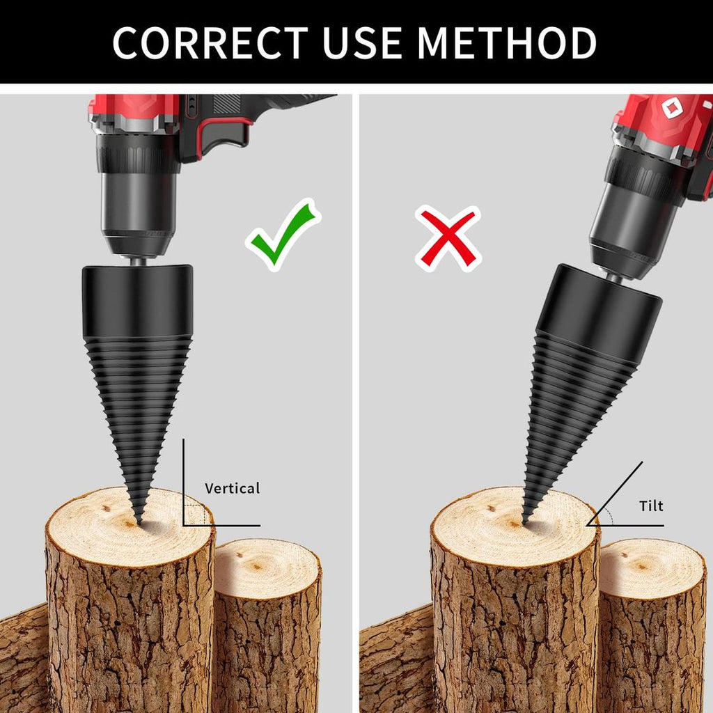 Schraubkegel-Bohrer Holzspalter – 50mm & 38mm, 4 Griffe, Brennholz & Garten