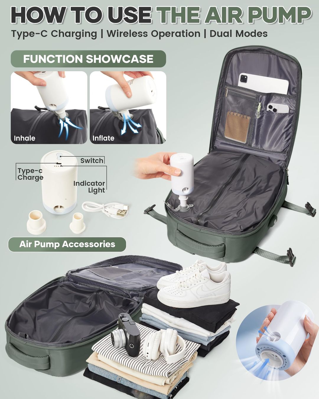 livbote Vakuum Rucksack mit Vakuumpumpe