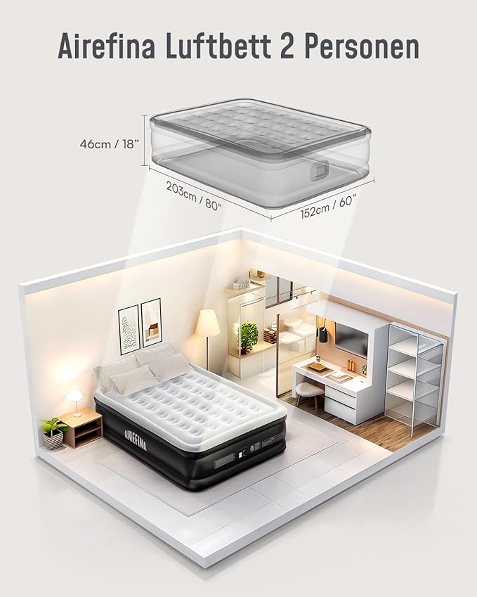 Надуваем матрак Airefina за 2 души с вградена помпа