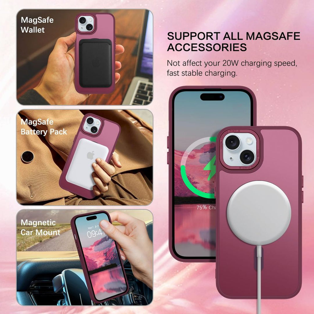 Magnetische Hülle – iPhone 17 Pro Max, MagSafe, Schlank, Stossfest, Burgunder, 6,9 Zoll