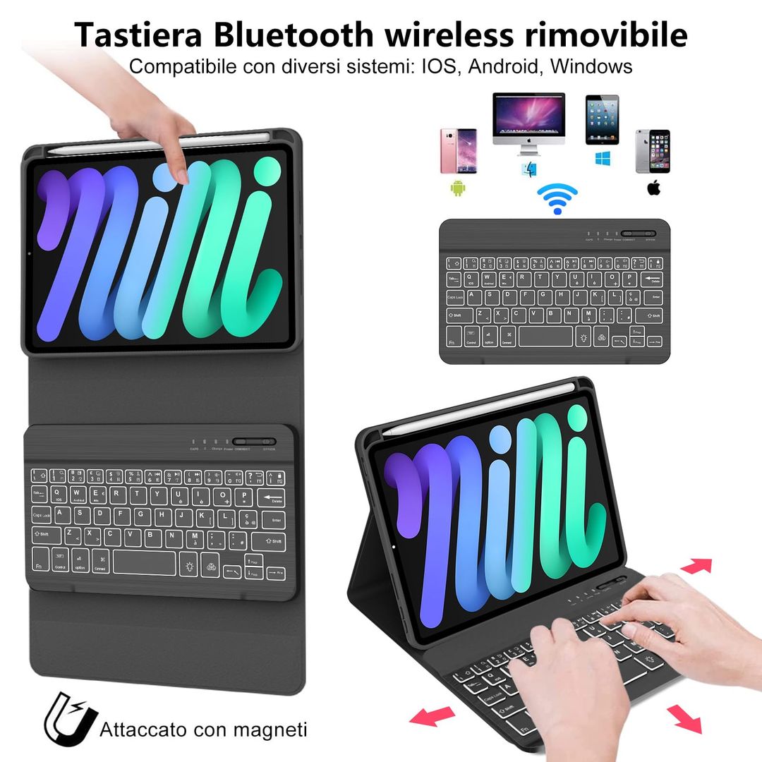 IVEOPPE iPad Mini Tastaturhülle mit Hintergrundbeleuchtung iPad Mini 8.3''