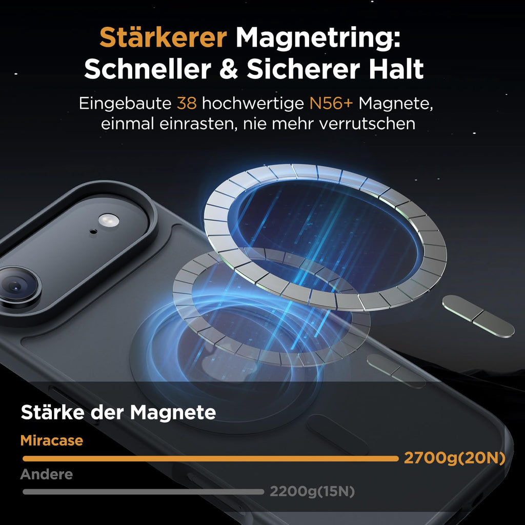iPhone 17 Air Hülle – MagSafe, Militärstandard, Stossfest, Mattschwarz, 6,5 Zoll