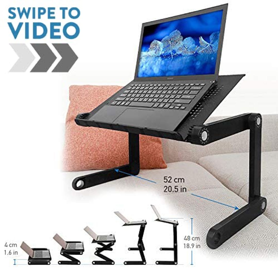 Klappbarer Laptop-Tisch Aluminium – Höhenverstellbar, Neigungswinkel, Lüftungsschlitze