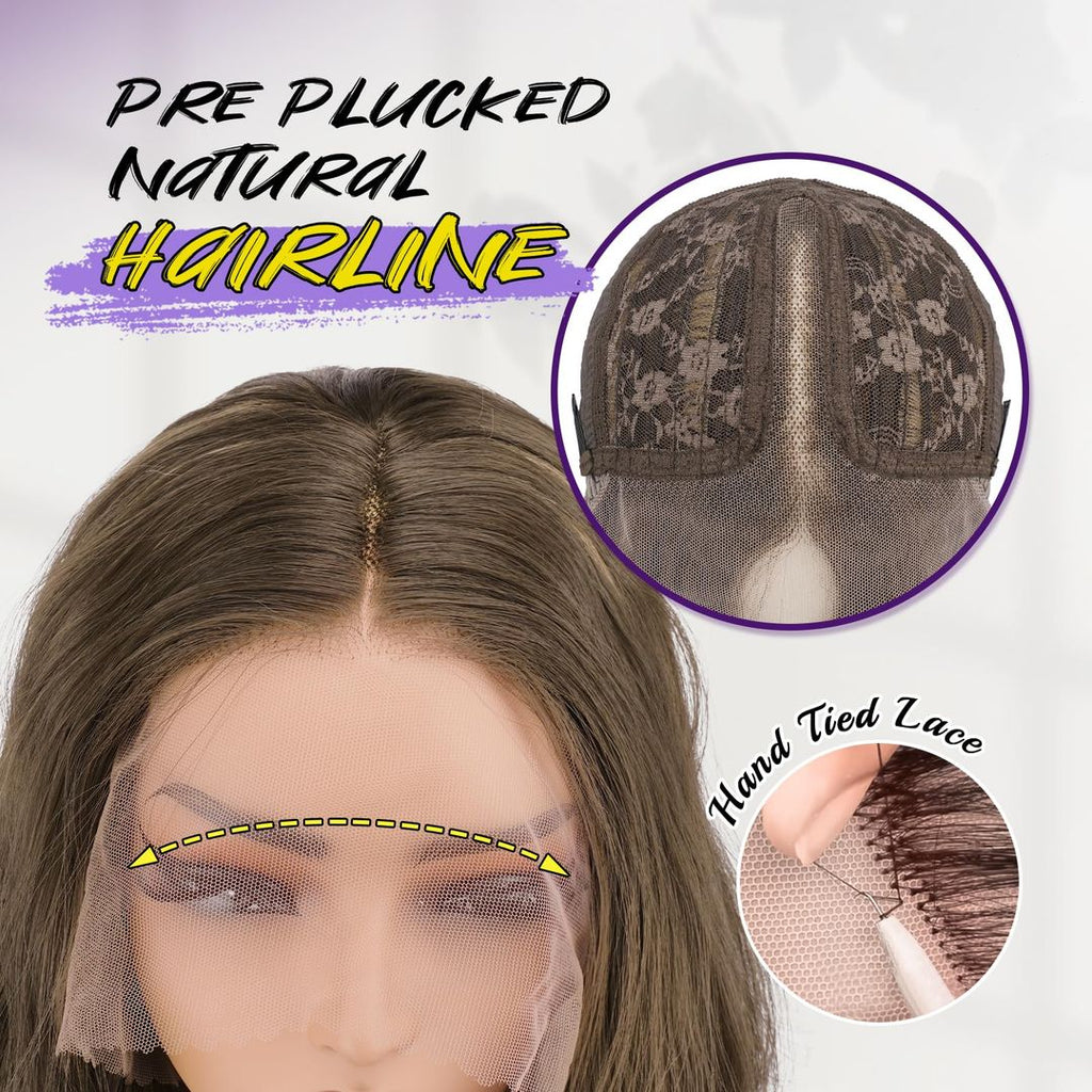 Front Perücke, Braun mit Blond 70 cm