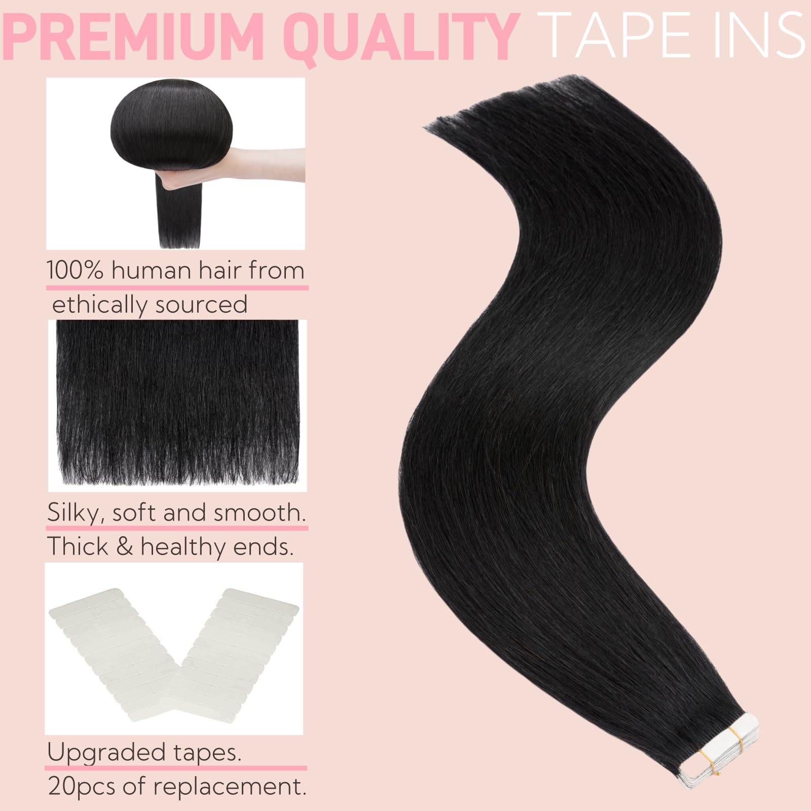 Haarverlängerungen Echthaar doppelt genäht 45/ 50/ 55cm