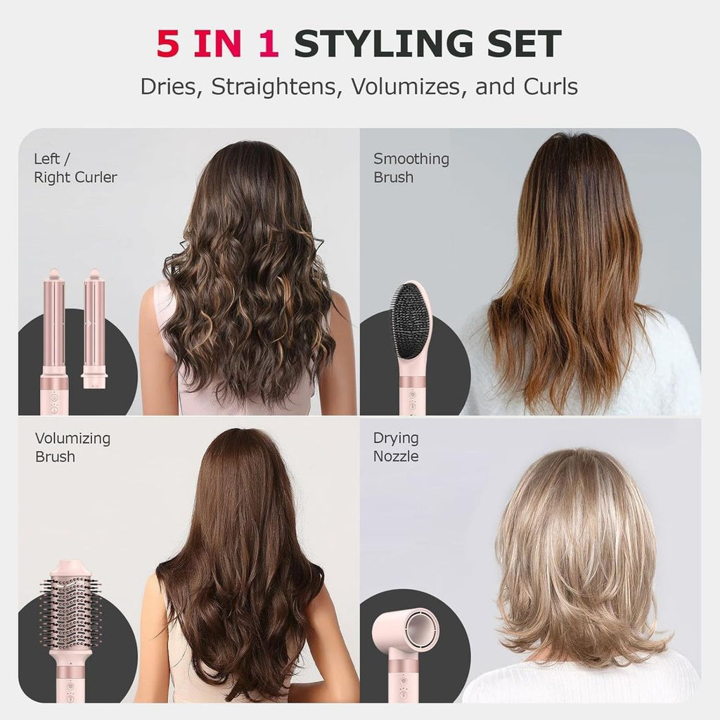 5-in-1 Airstyler-Set mit Ionenfunktion, Auto-Wrap und Volumenbürste