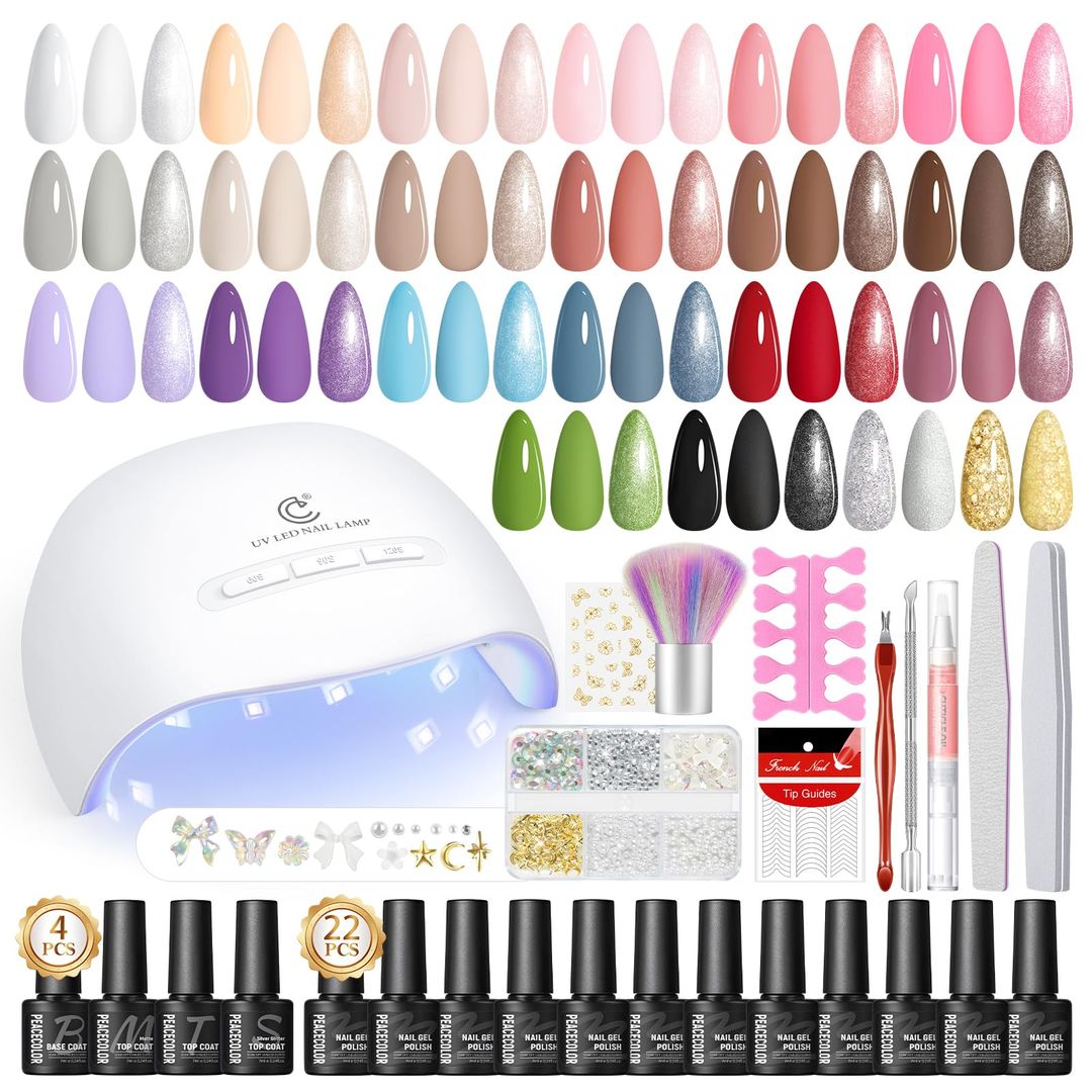UV Nagellack Set mit UV Lampe – 22 Farben,
