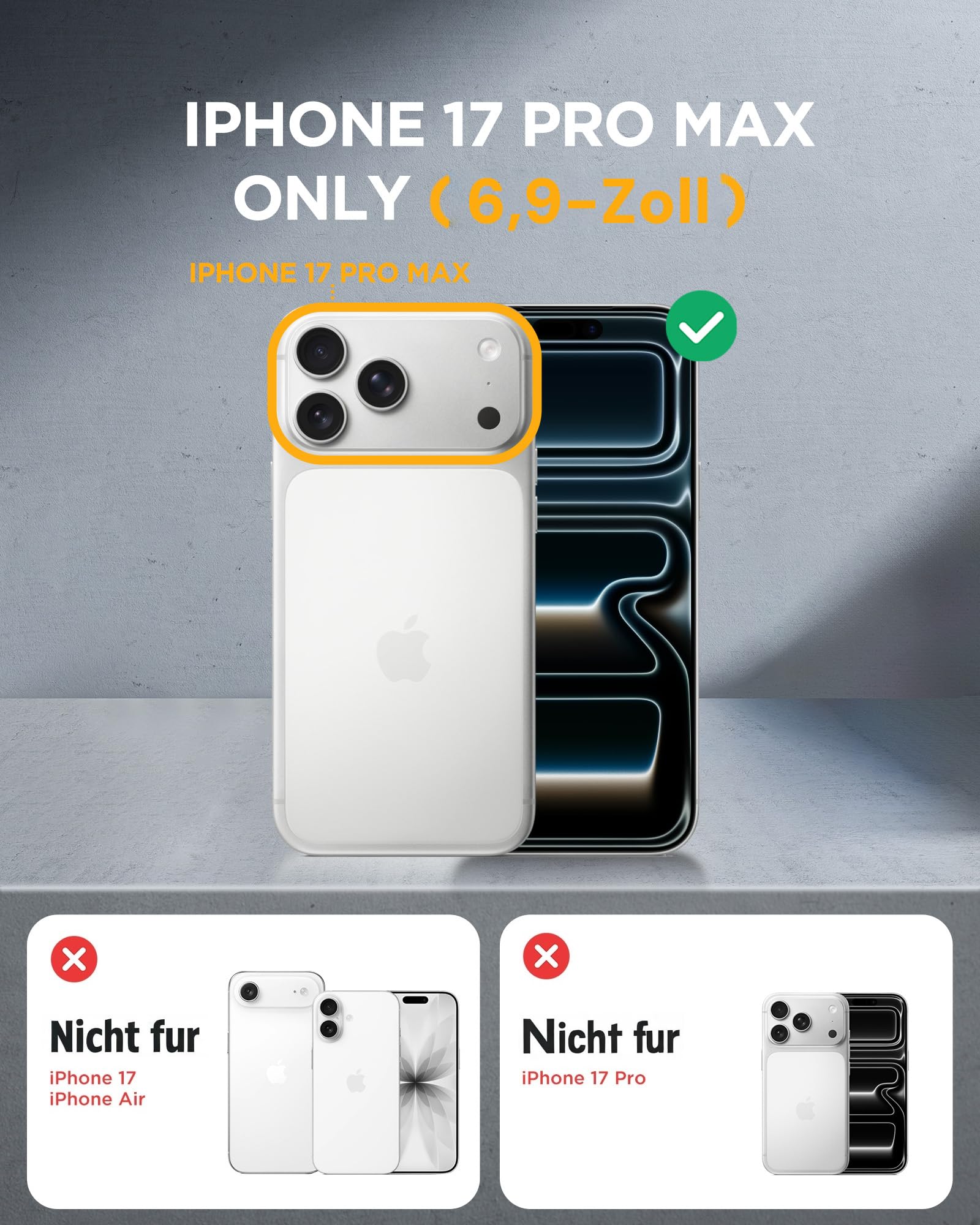 Miracase Hülle – iPhone 17 Pro Max, MagSafe, 360-Grad-Schutz, Schwarz