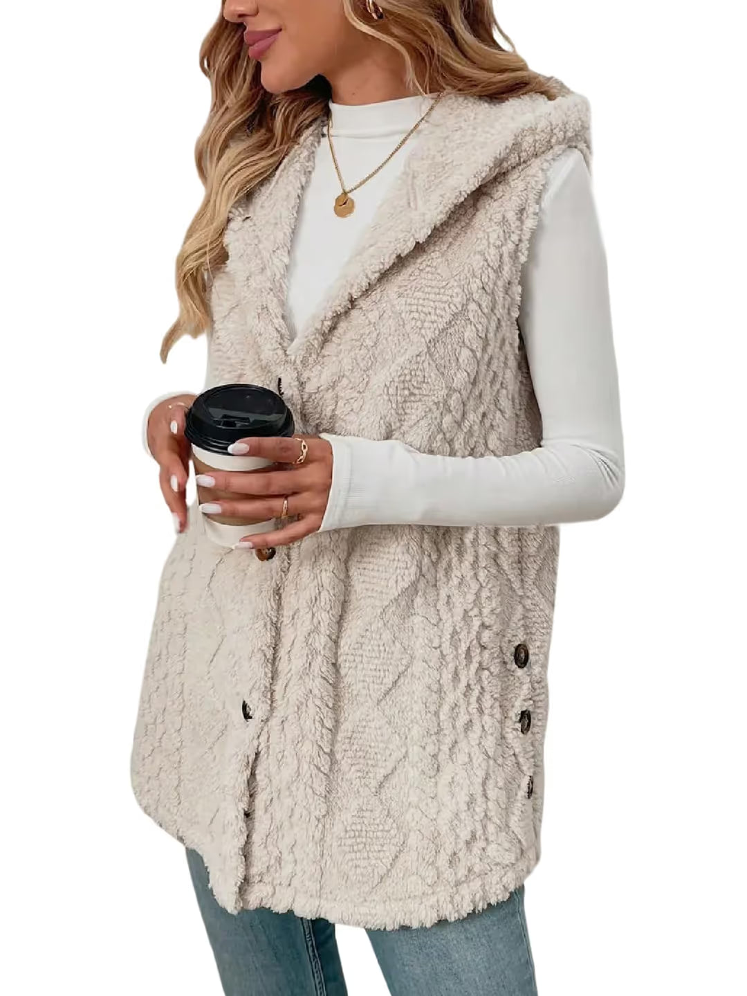 Дамско дълго поларено палто