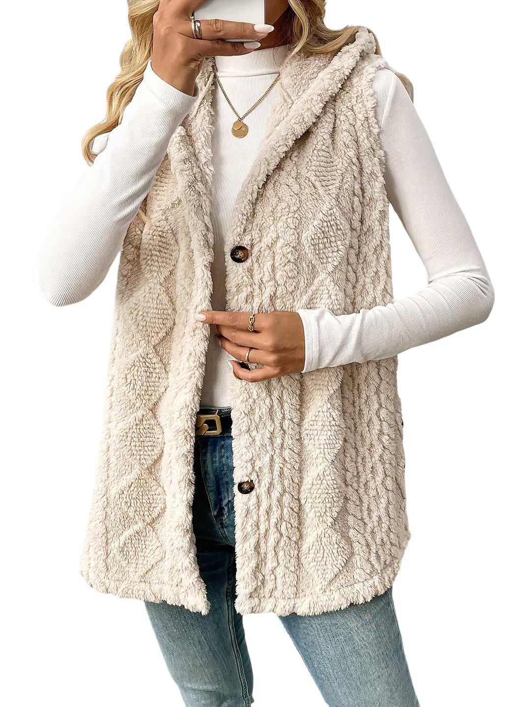 Дамско дълго поларено палто