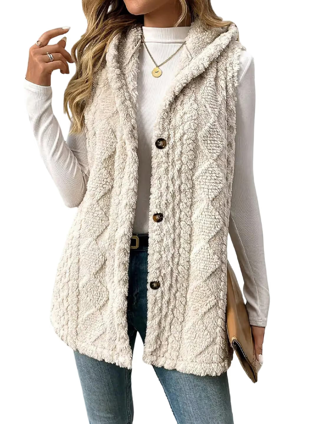 Дамско дълго поларено палто