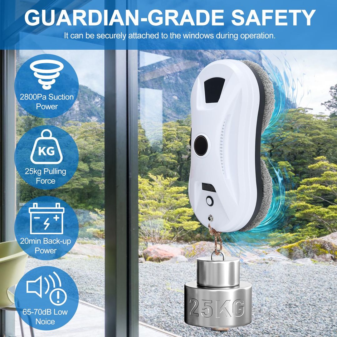 Fensterreinigungsroboter mit Wasserspray, Pfadplanung und 2800 Pa Saugkraft