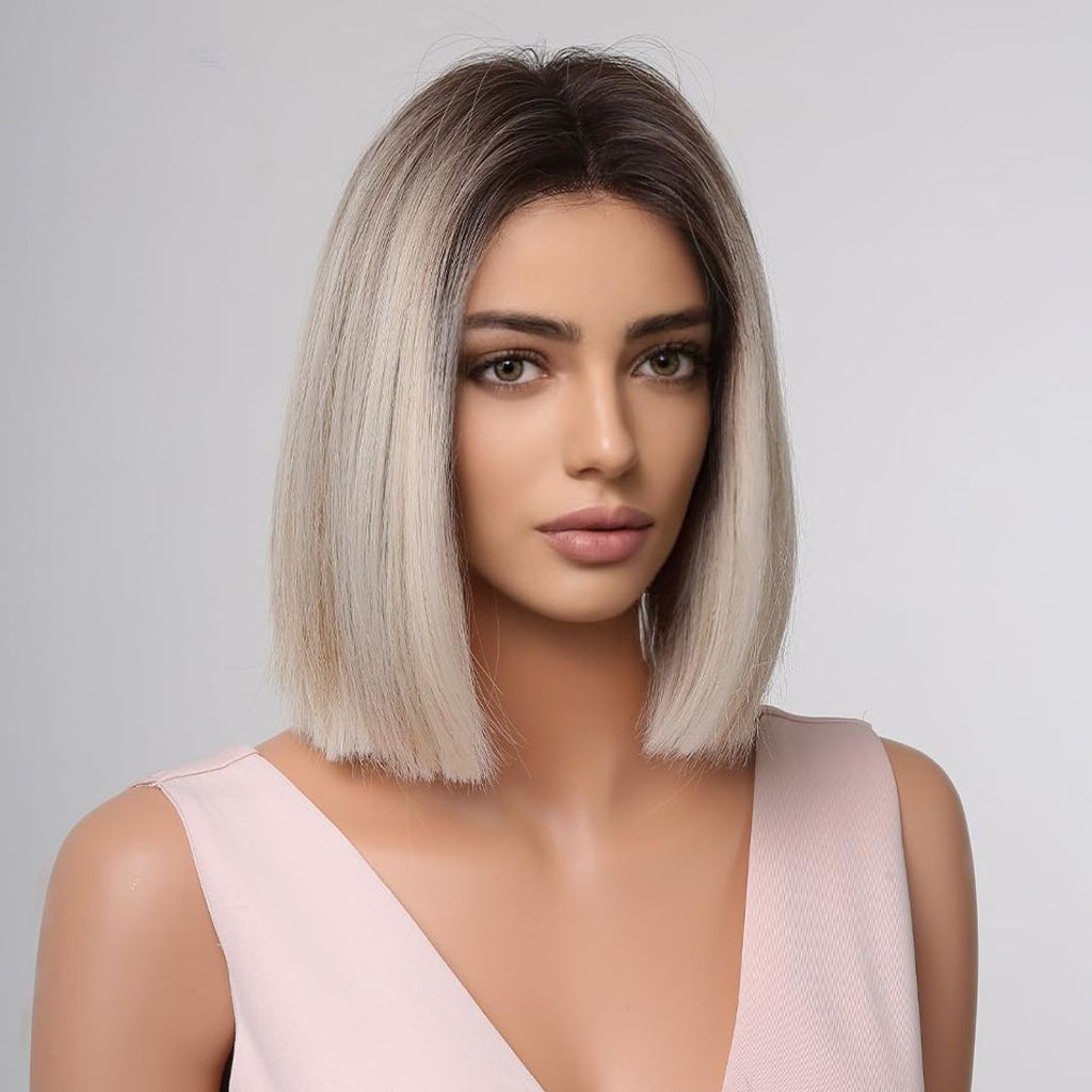 Kurze blonde Perücke für Frauen, 12 Zoll